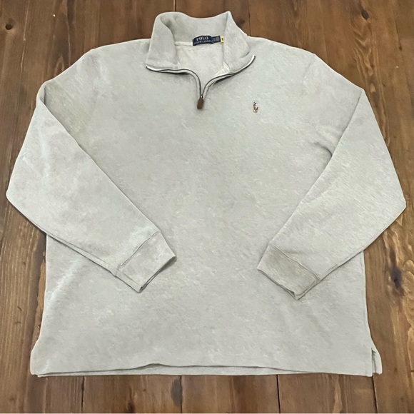 Polo Ralph Lauren Oatmeal Cotton 1/4 Zip Pullover Sweater Mens XXL Big Tall pony - Picture 1 of 6